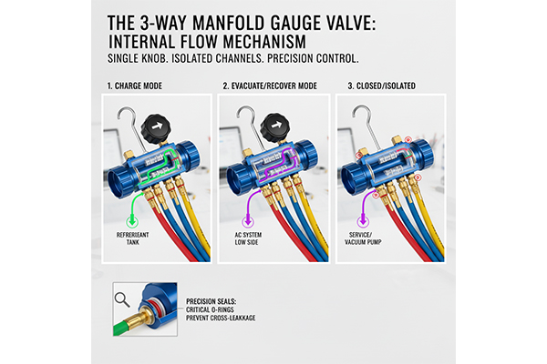Air Conditioner Three-Way Single Manifold Gauge Valve (1)