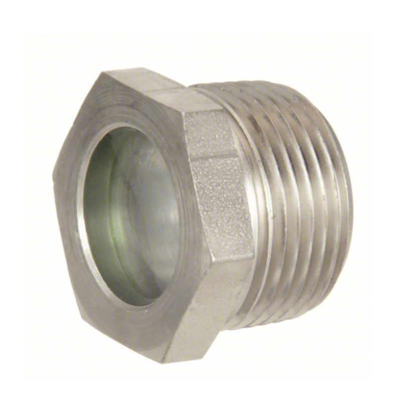 1″-11 1/2 NPT Male Carbon Steel 500 °F High Temperature 1250 PSI Fused Sight Glass for Gear Boxes/Reservoirs