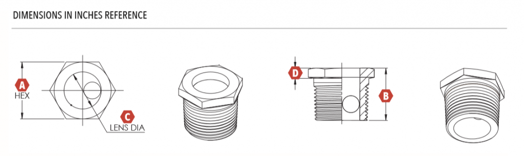 1/2″ MPT Nickel Plate Steel Thread 750 PSI 300°F Fused Lens Sight Glass